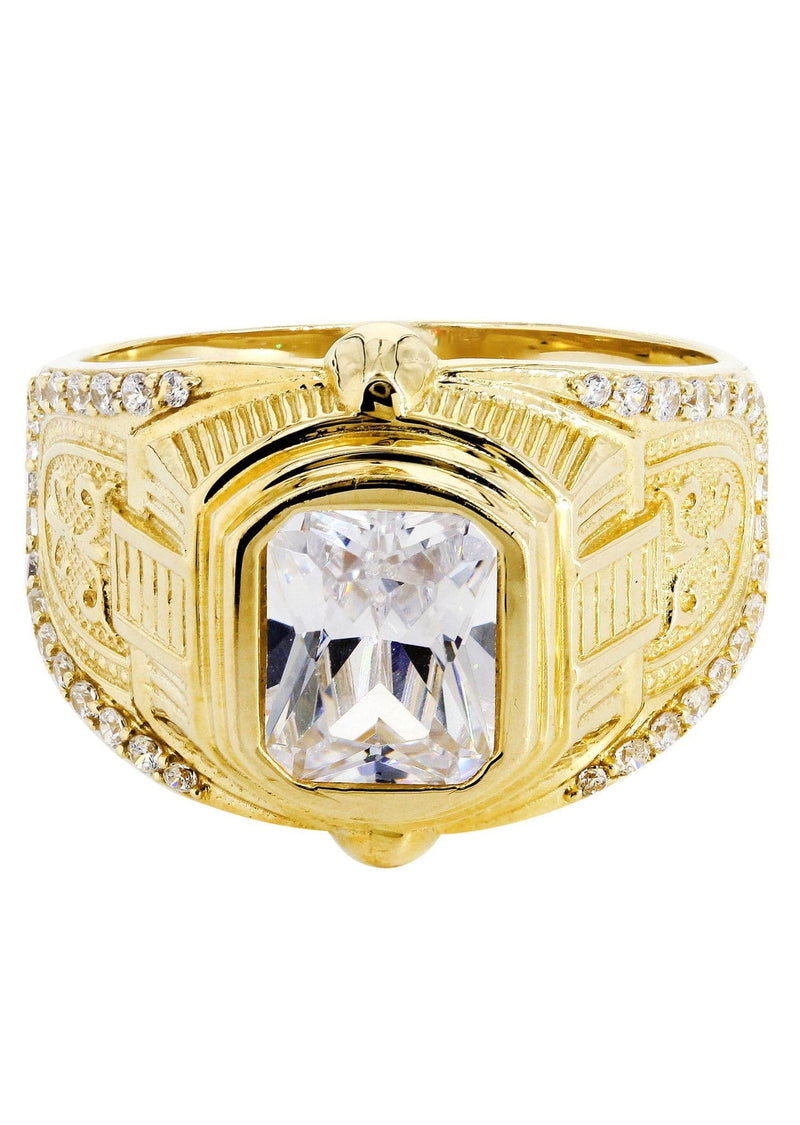Rock Crystal 10K Gold Mens Ring | 8.7 Grams
