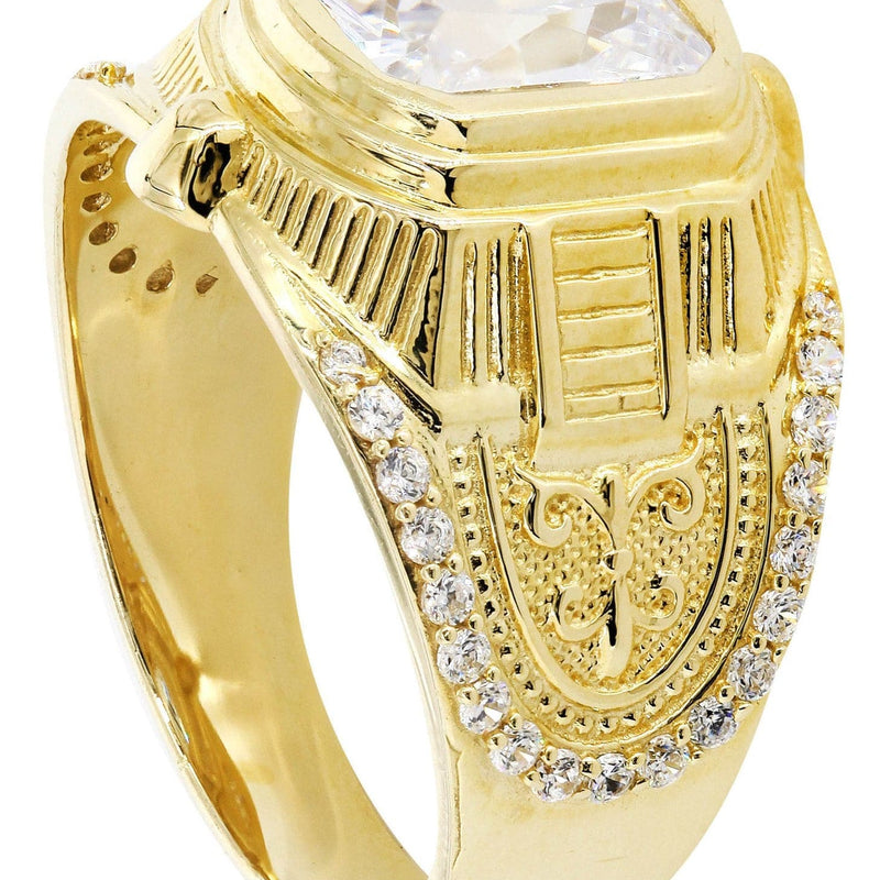 Rock Crystal 10K Gold Mens Ring | 8.7 Grams