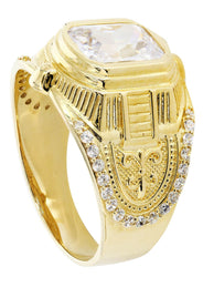 Rock Crystal 10K Gold Mens Ring | 8.7 Grams