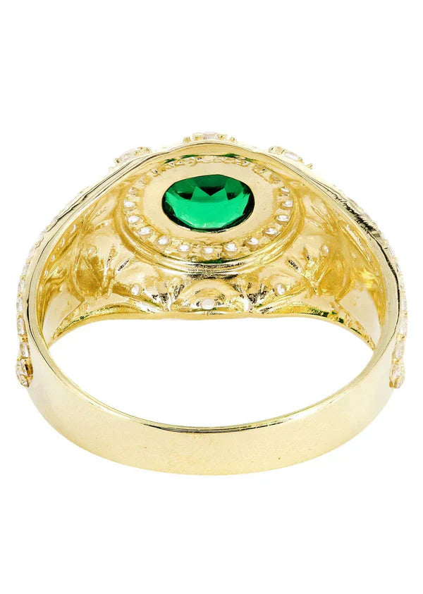 Mens Emerald Ring | 10K Solid Yellow Gold