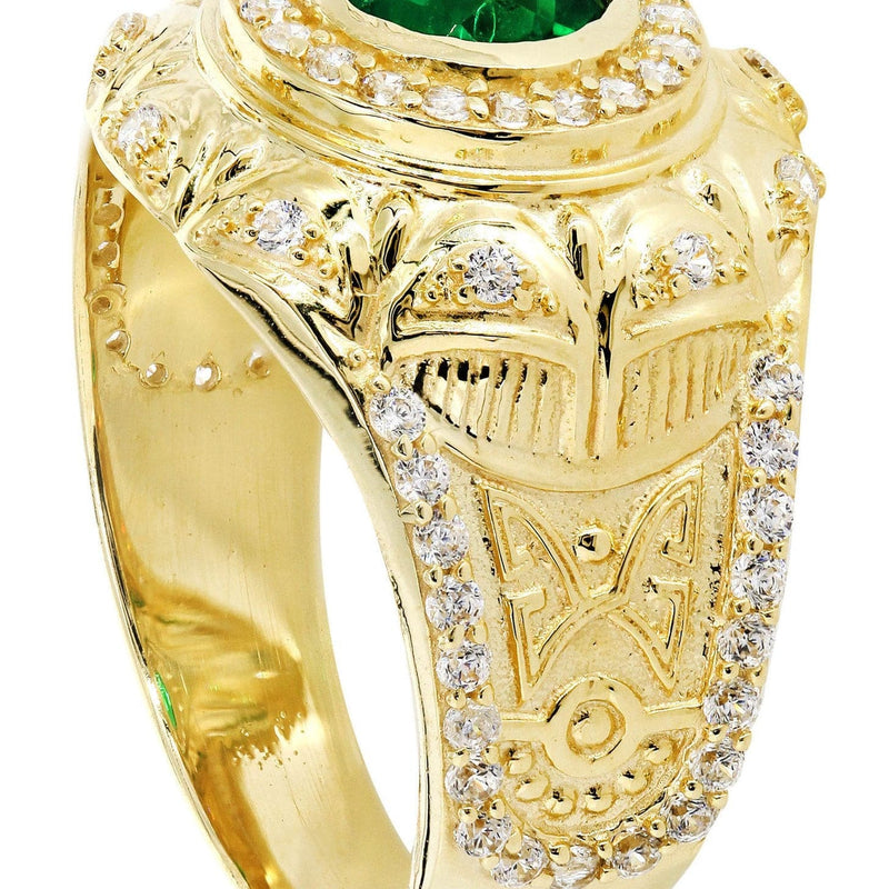 Emerald 10K Gold Mens Ring | 6.6 Grams