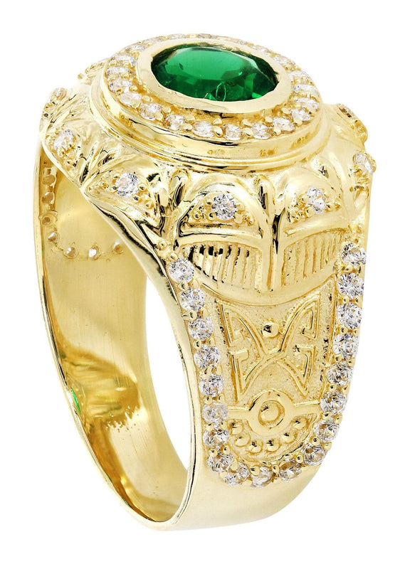 Emerald 10K Gold Mens Ring | 6.6 Grams