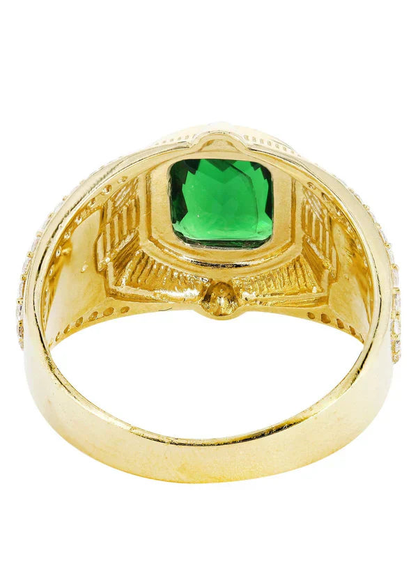 Mens Emerald Ring | 10K Solid Yellow Gold