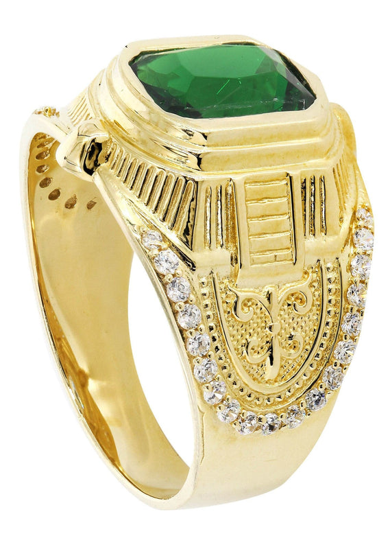 Emerald  10K Gold Mens Ring | 7.2 Grams