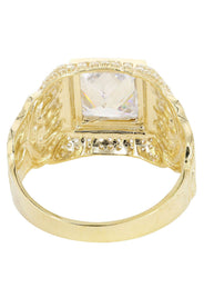 Rock Crystal  10K Gold Mens Ring | 7.7 Grams
