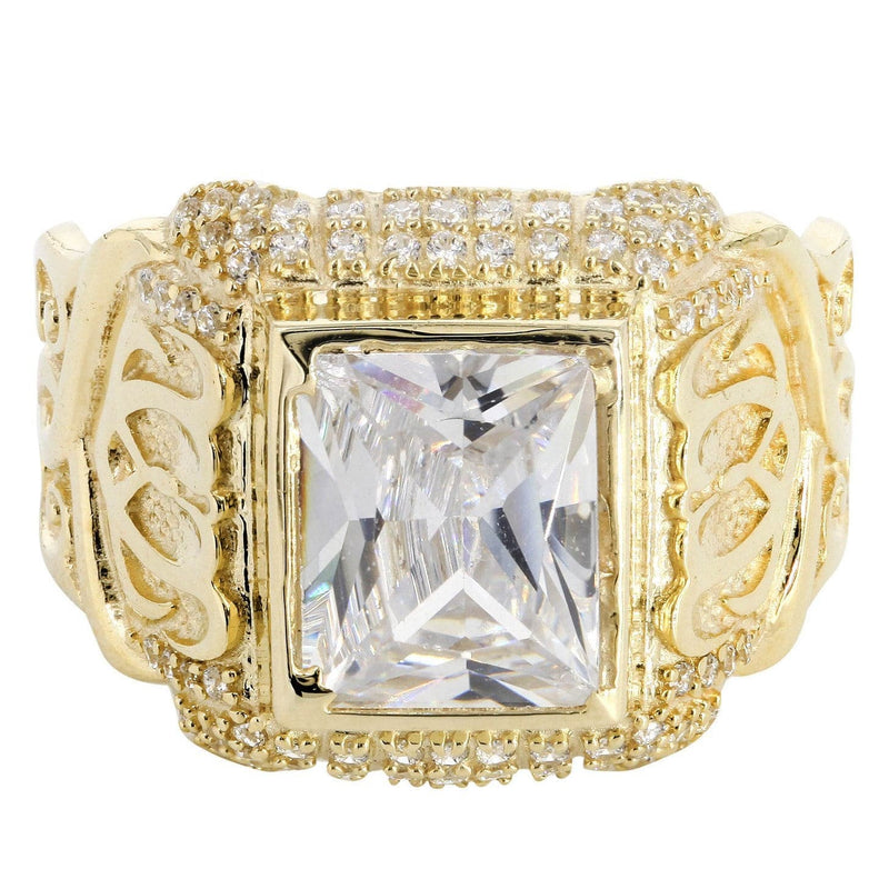 Rock Crystal  10K Gold Mens Ring | 7.7 Grams