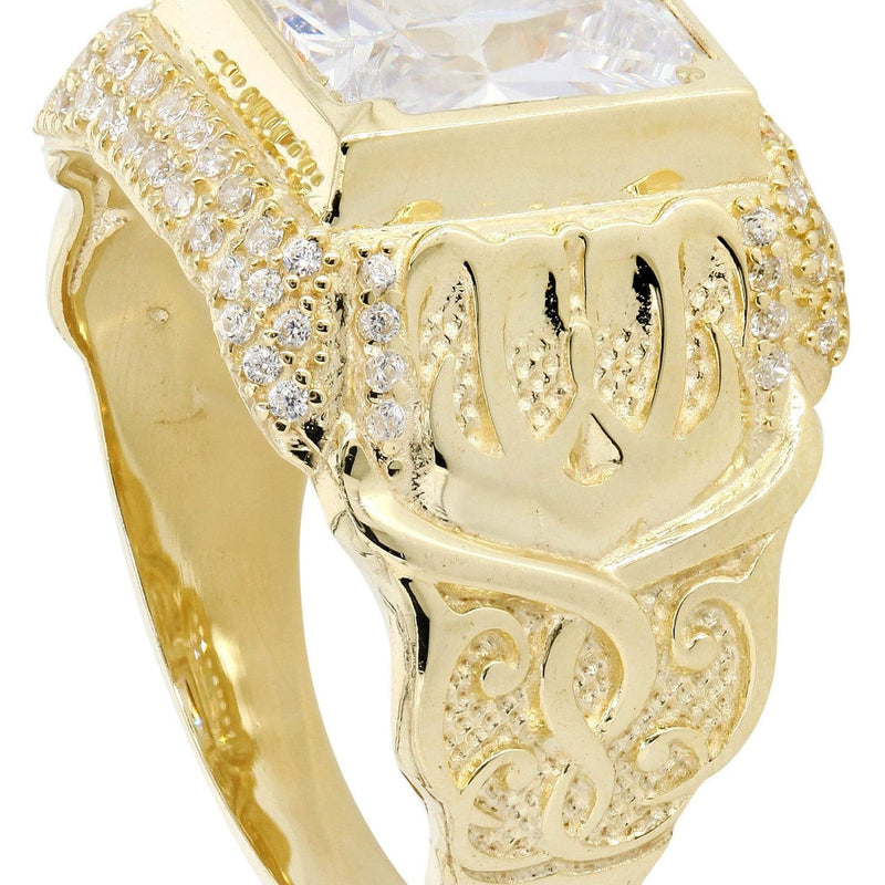 Rock Crystal  10K Gold Mens Ring | 7.7 Grams