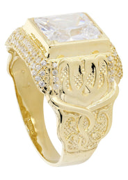 Rock Crystal  10K Gold Mens Ring | 7.7 Grams