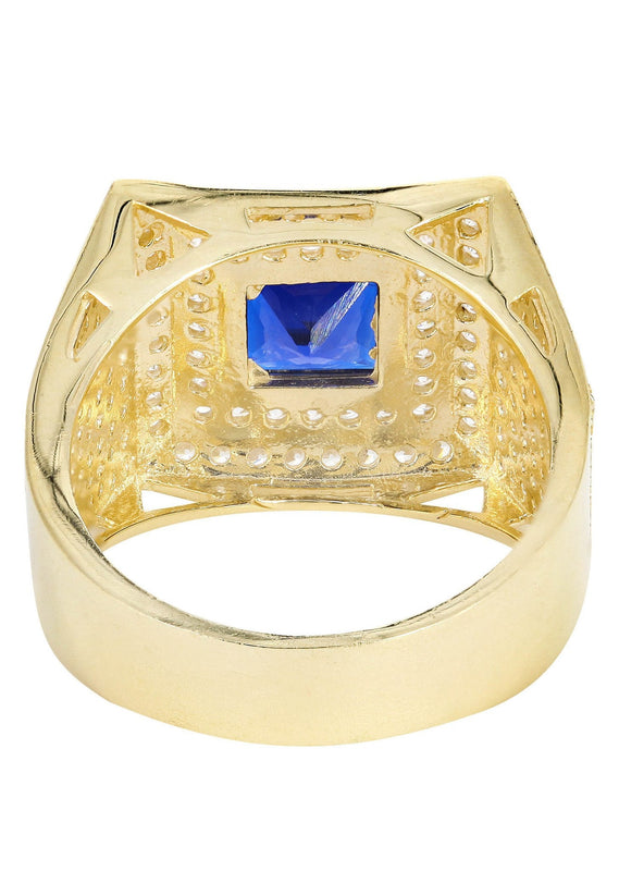 Sapphire  10K Gold Mens Ring | 10.9 Grams