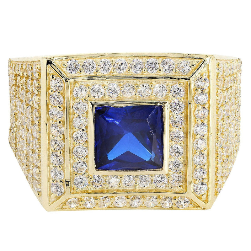 Sapphire  10K Gold Mens Ring | 10.9 Grams