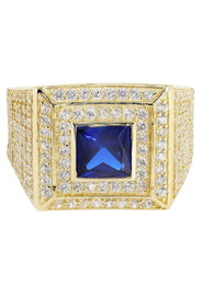 Sapphire  10K Gold Mens Ring | 10.9 Grams