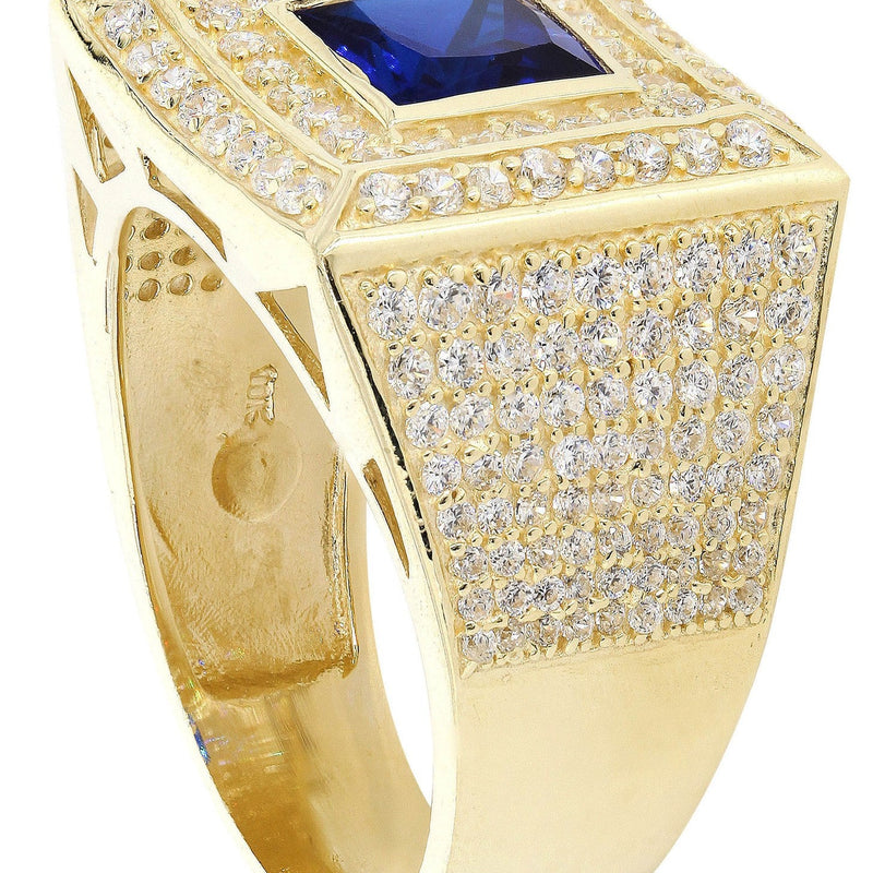 Sapphire  10K Gold Mens Ring | 10.9 Grams