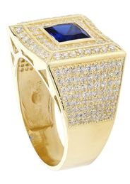 Sapphire  10K Gold Mens Ring | 10.9 Grams
