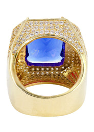 Sapphire 10K Gold Mens Ring | 20.7 Grams