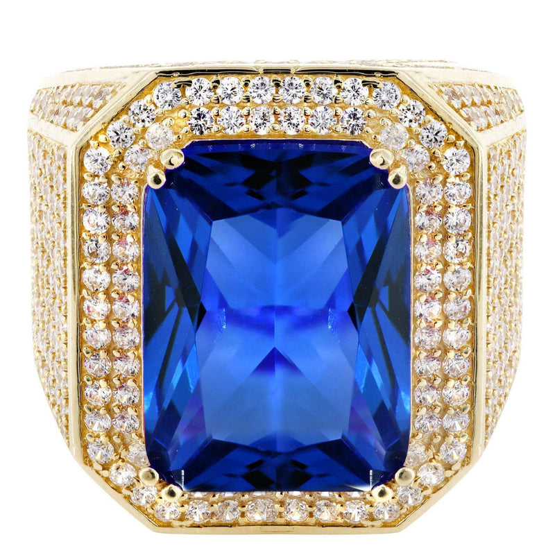 Sapphire 10K Gold Mens Ring | 20.7 Grams
