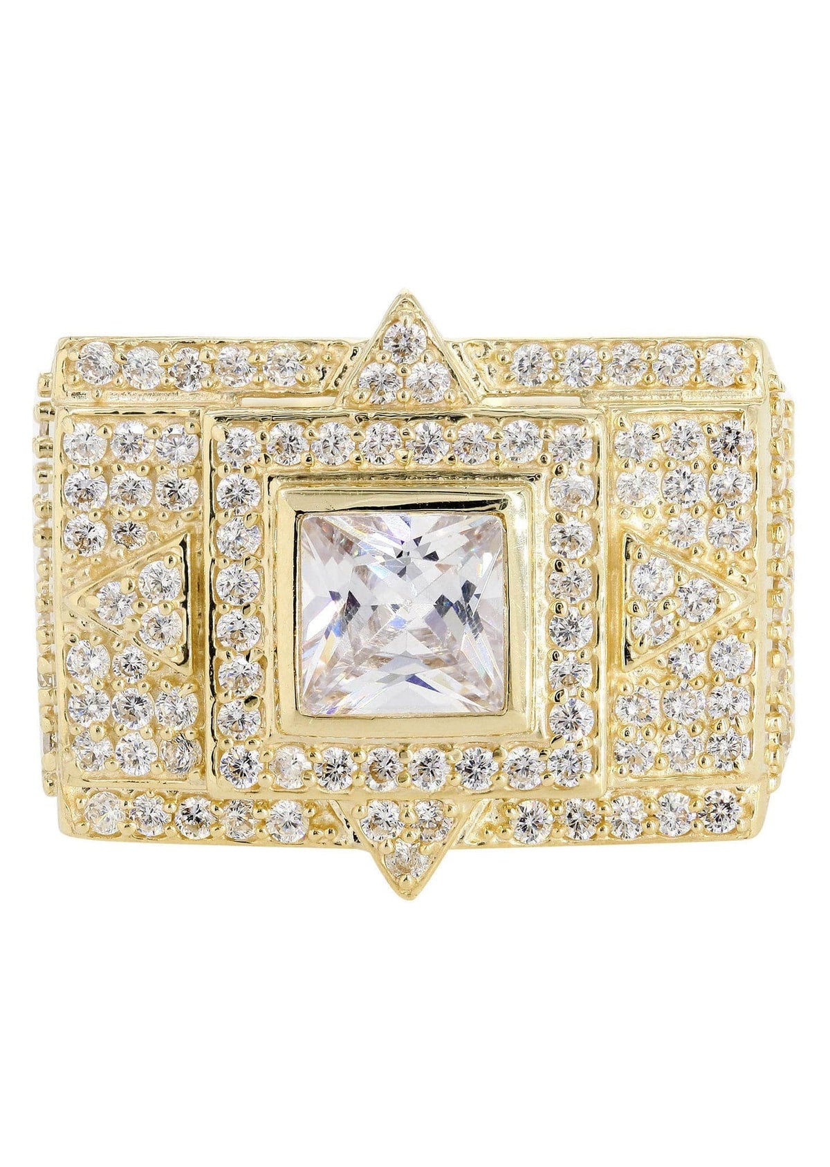 Rock Crystal  10K Gold Mens Ring | 12.9 Grams