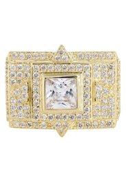Rock Crystal  10K Gold Mens Ring | 12.9 Grams