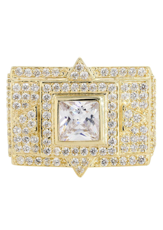 Rock Crystal  10K Gold Mens Ring | 12.9 Grams