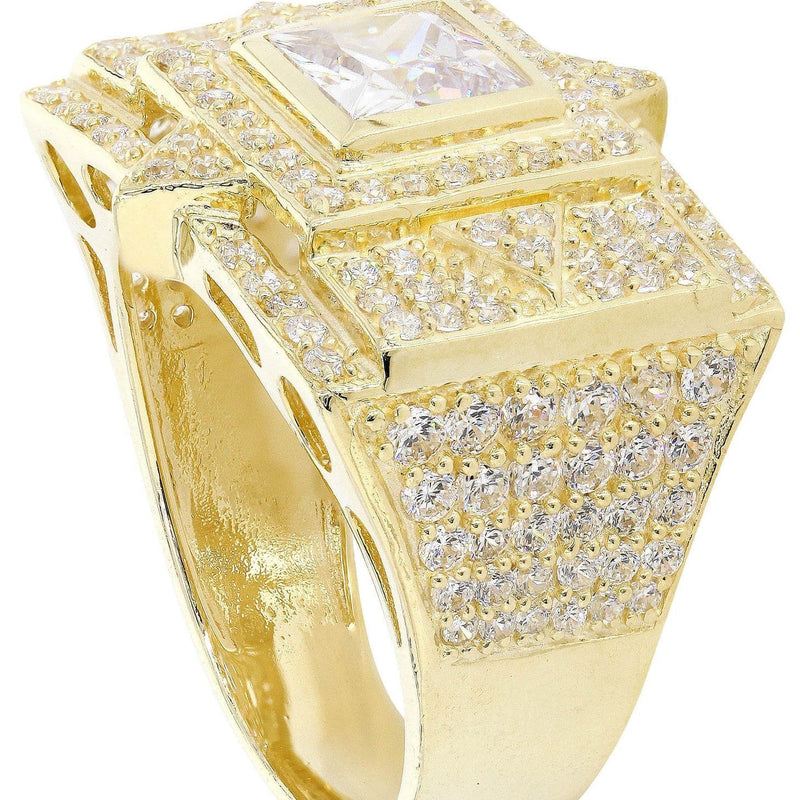 Rock Crystal  10K Gold Mens Ring | 12.9 Grams