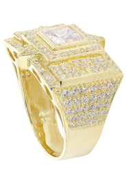 Rock Crystal  10K Gold Mens Ring | 12.9 Grams