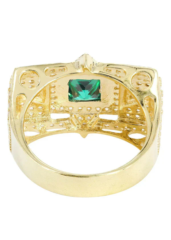 Mens Emerald  Ring | 10K Solid Yellow Gold