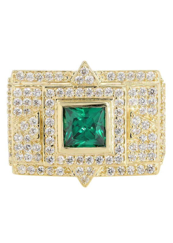 Mens Emerald  Ring | 10K Solid Yellow Gold