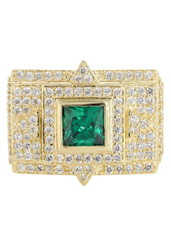 Emerald  10K Gold Mens Ring | 13.3 Grams