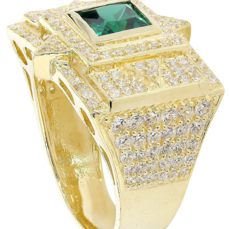 Emerald  10K Gold Mens Ring | 13.3 Grams