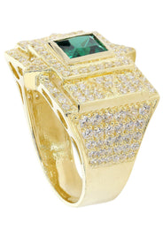 Emerald  10K Gold Mens Ring | 13.3 Grams
