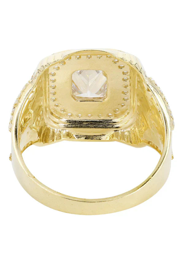 Mens Rock Crystal Ring | 10K Solid Yellow Gold | Style #10