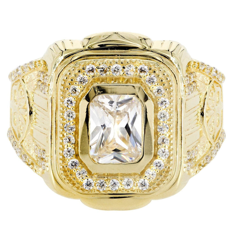 Rock Crystal  10K Gold Mens Ring | 7.9 Grams