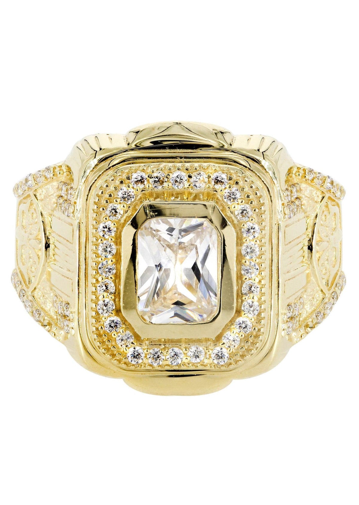 Rock Crystal  10K Gold Mens Ring | 7.9 Grams
