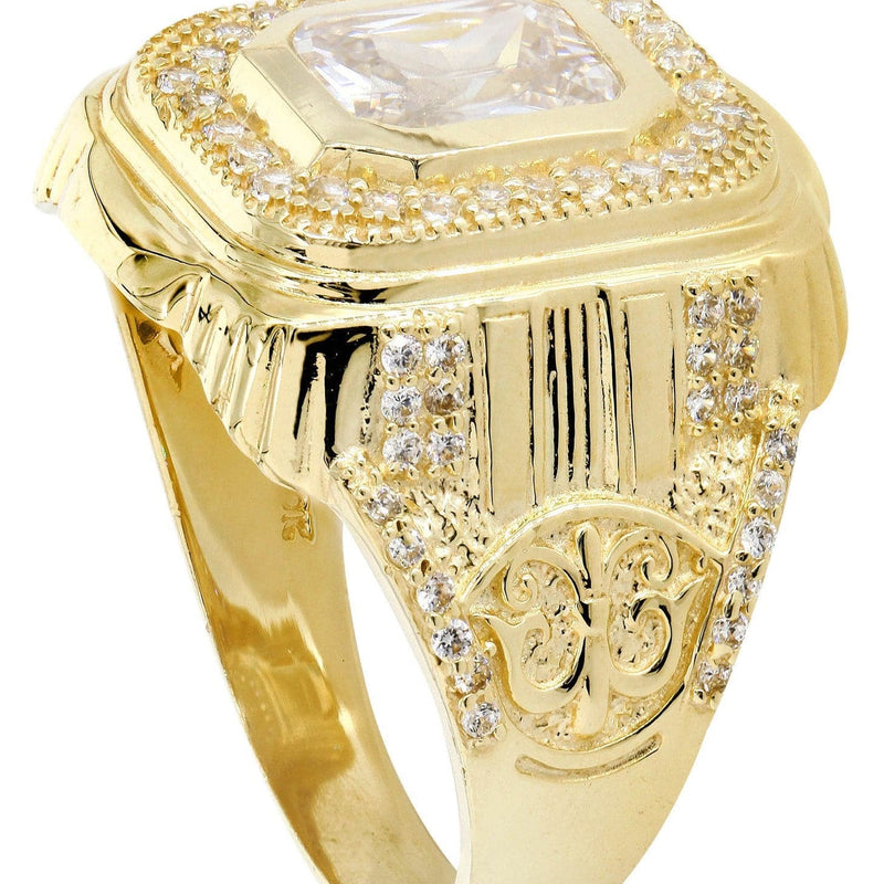 Rock Crystal  10K Gold Mens Ring | 7.9 Grams