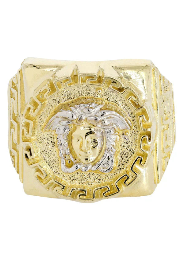 Mens Medusa Style Ring | 10K Solid Yellow Gold