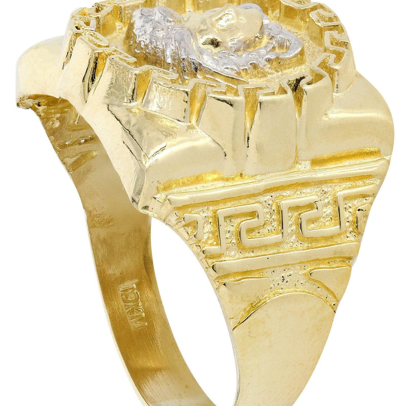 10K Gold Medusa Style Mens Ring | 6.5 Grams