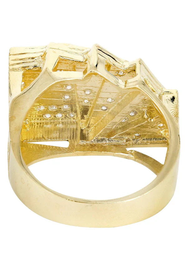 Mens Gold Cards Pinky Ring | 10K Solid Yellow Gold