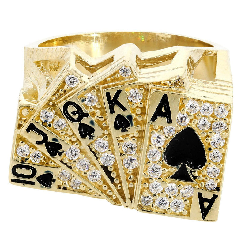 Royal Flush 10K Gold Mens Ring | 12.9 Grams
