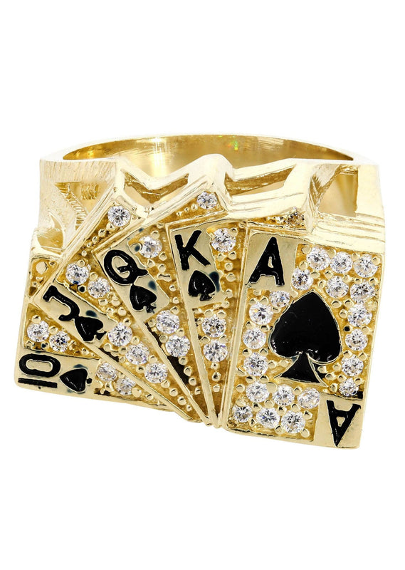 Royal Flush 10K Gold Mens Ring | 12.9 Grams