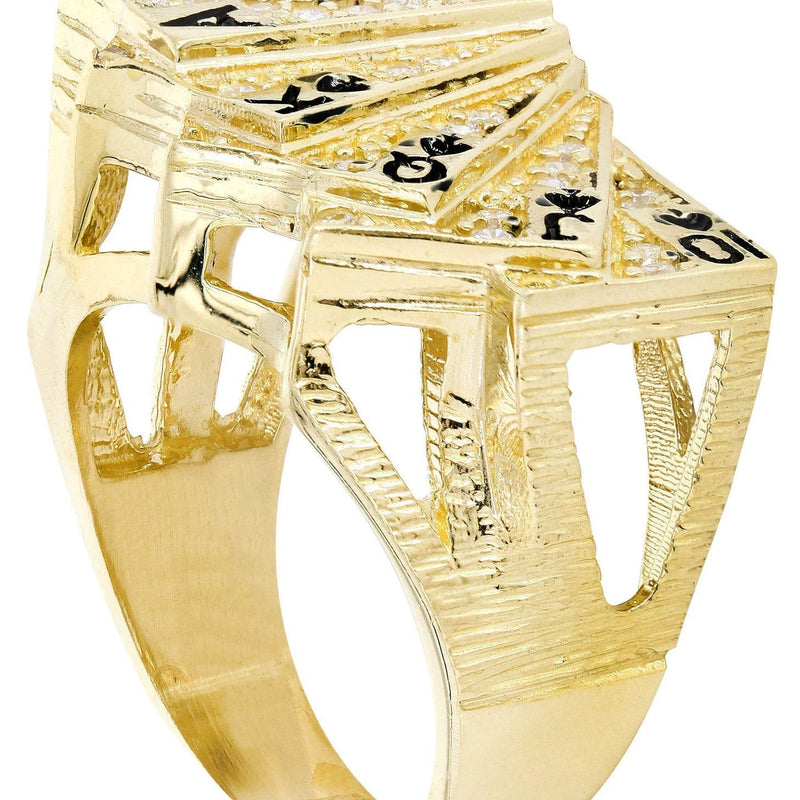 Royal Flush 10K Gold Mens Ring | 12.9 Grams