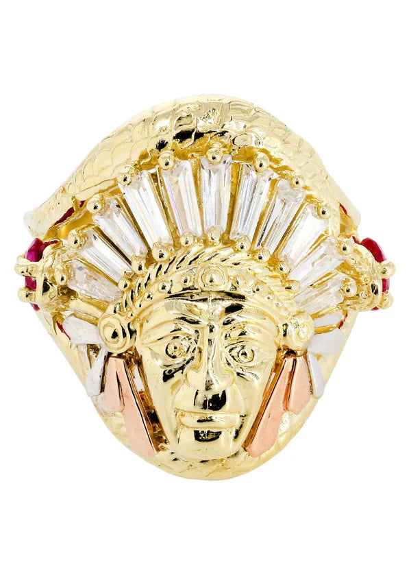 Indian - Native American Ring | 10K Solid Yellow Gold