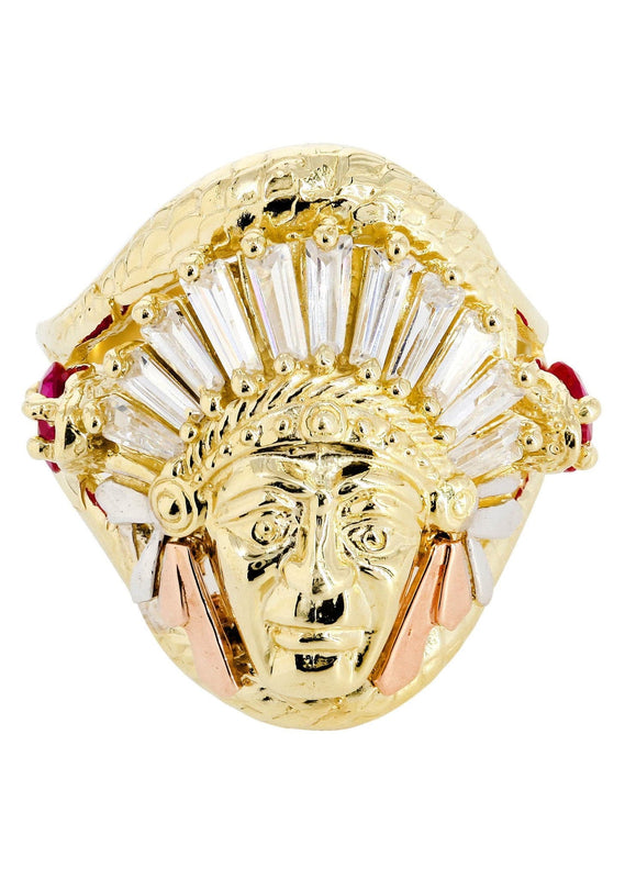 Indian  10K Gold Mens Ring | 10.9 Grams