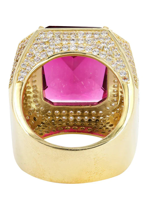 Mens Ruby Ring | 10K Solid Yellow Gold | Style #2