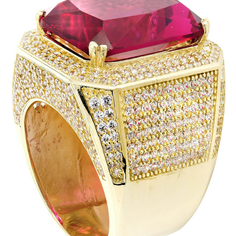Ruby 10K Gold Mens Ring | 26.7 Grams