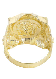 10K Gold Medusa Style Mens Ring | 10 Grams