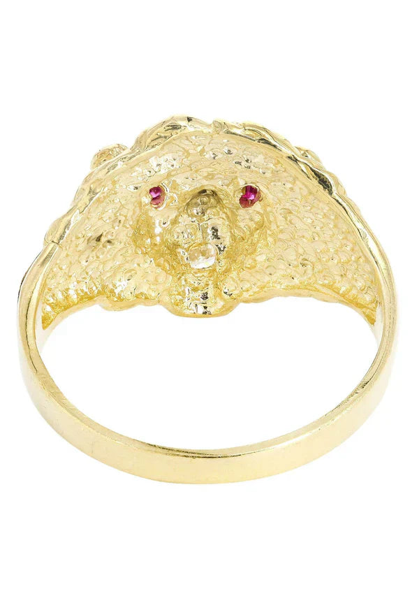 Lion & Ruby Ring | 10K Solid Yellow Gold