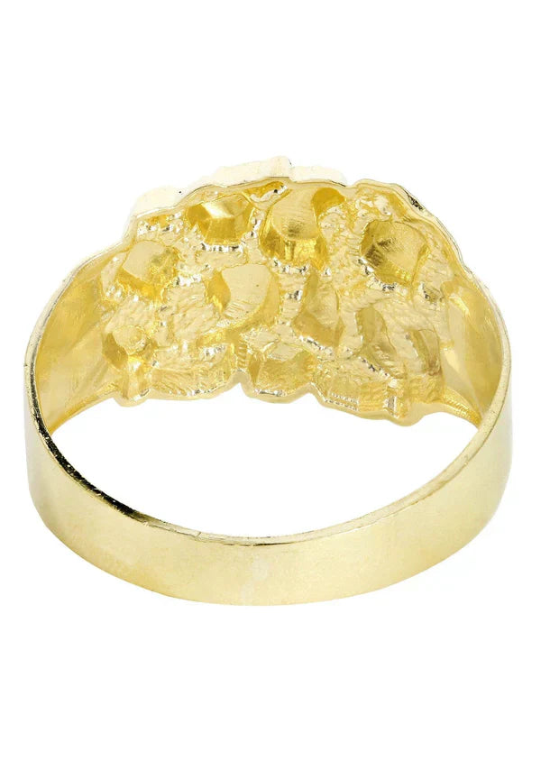 Mens Gold Nugget Ring | 10K Solid Yellow Gold