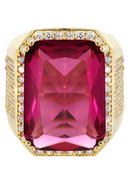 Ruby 10K Gold Mens Ring | 21.8 Grams