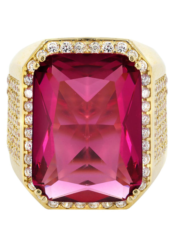 Ruby 10K Gold Mens Ring | 21.8 Grams