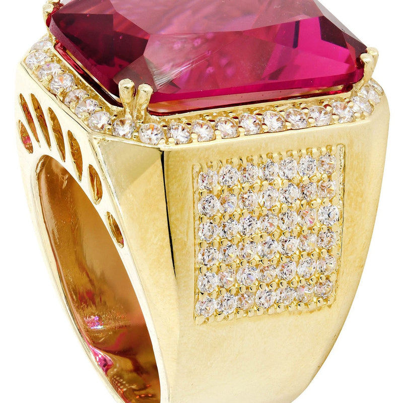 Ruby 10K Gold Mens Ring | 21.8 Grams