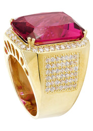 Ruby 10K Gold Mens Ring | 21.8 Grams
